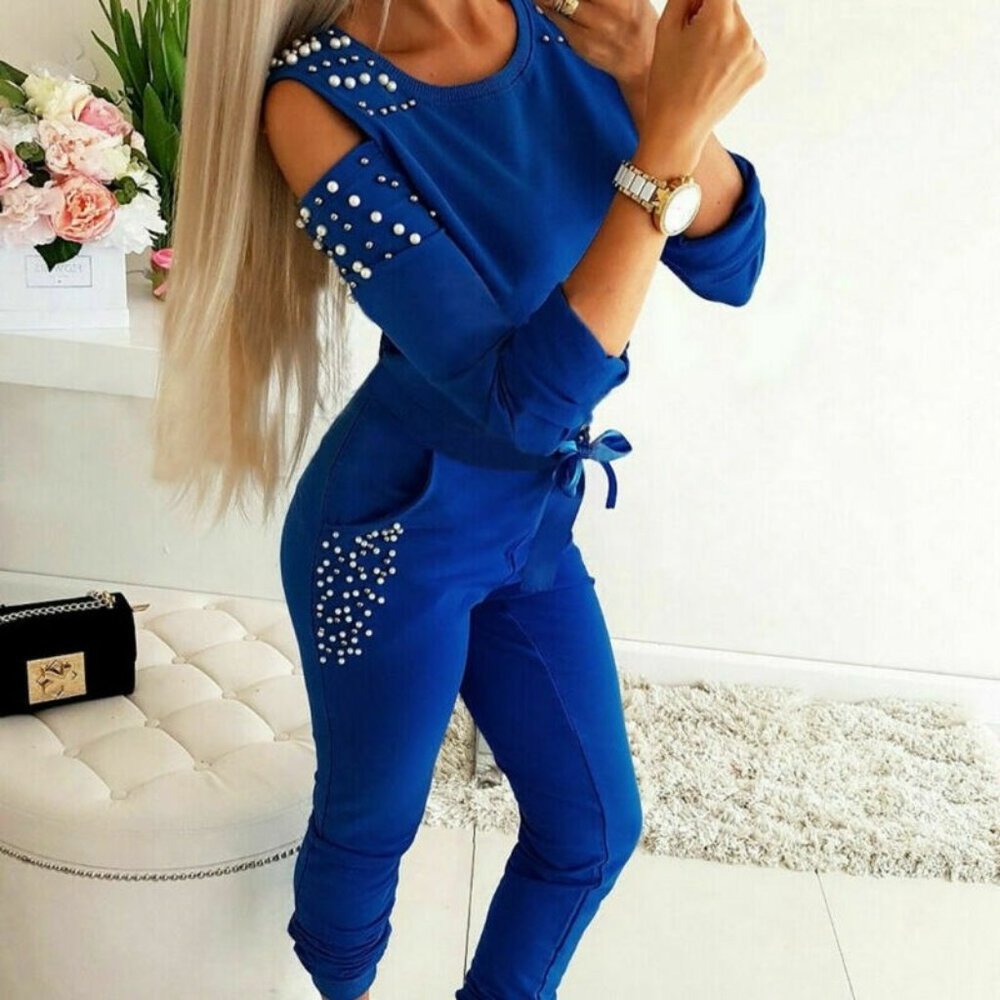 Women Ladies 2Pcs Outfits Tracksuit Long Sleeve